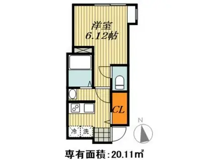 オータムバレー小岩(1K/1階)の間取り写真