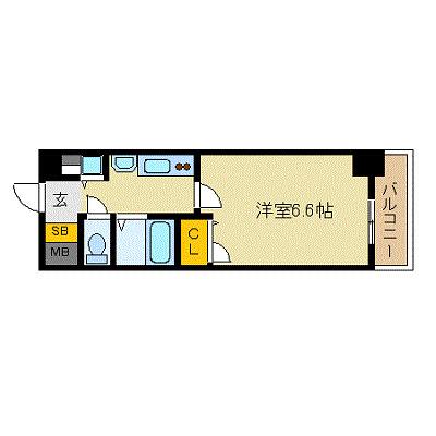 プレサンス本町プライム(1K/3階)の間取り写真