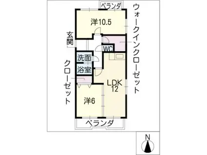 東栄パークハイツ(2LDK/4階)の間取り写真
