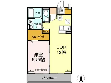 グランドソレーユ(1LDK/1階)の間取り写真