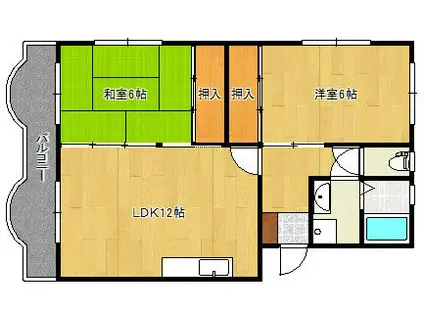ハイム多々良川(2LDK/2階)の間取り写真