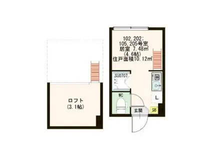 プレジール新江古田(ワンルーム/2階)の間取り写真