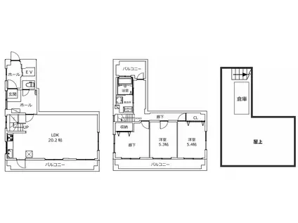 ゴールドウッズ新長田ビル(3LDK/4階)の間取り写真