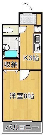 ロイヤルハイツ明石(1K/4階)の間取り写真