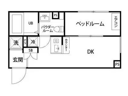 プレリュード(1DK/1階)の間取り写真