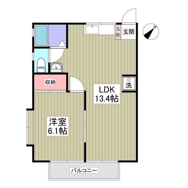 グランモアつばさ A棟(1LDK/1階)の間取り写真