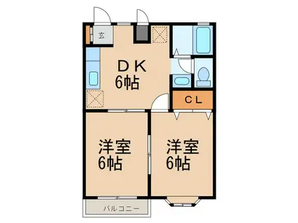 コーポソレイユ A(2DK/1階)の間取り写真