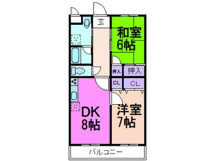 ウィステリア府所(2DK/2階)の間取り写真