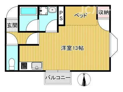 ケイズハウス(ワンルーム/1階)の間取り写真