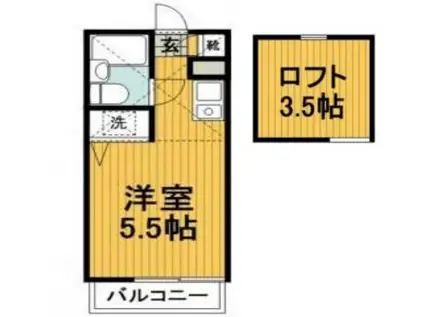 ポートハイツ片倉(ワンルーム/2階)の間取り写真