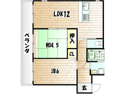 メゾンコガネ(2LDK/2階)の間取り写真