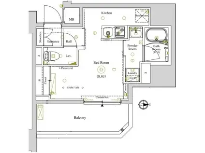 LUMEED南千住(ワンルーム/7階)の間取り写真