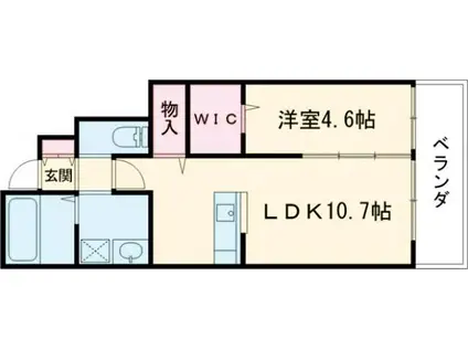 四郷町山脇アパート(1LDK/1階)の間取り写真