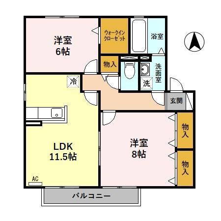ナホトカ静里 C(2LDK/2階)の間取り写真
