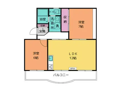 青山ハイツ B(2LDK/1階)の間取り写真