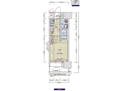 プレサンス尼崎アルモナ(1K/13階)の間取り写真