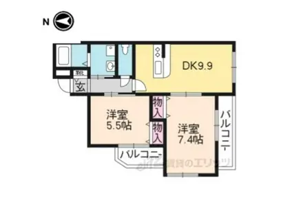   リジエール御池(2LDK/1階)の間取り写真