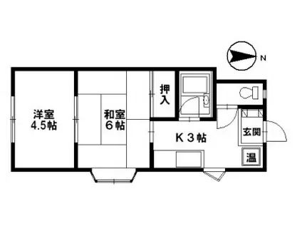 ロイヤルハイツ野々市(2K/1階)の間取り写真
