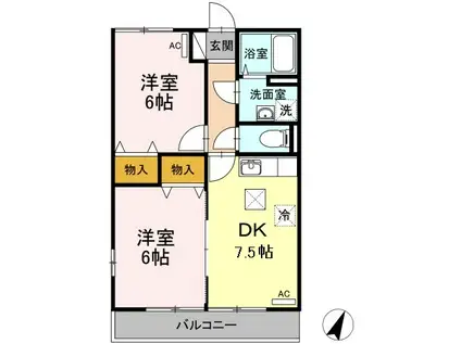 アイランドM(2DK/2階)の間取り写真