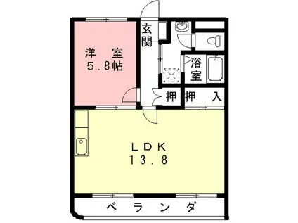 エクセルハイム10(1LDK/2階)の間取り写真
