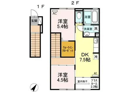 カノン・エム(2DK/2階)の間取り写真