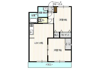 グランツ(2LDK/1階)の間取り写真