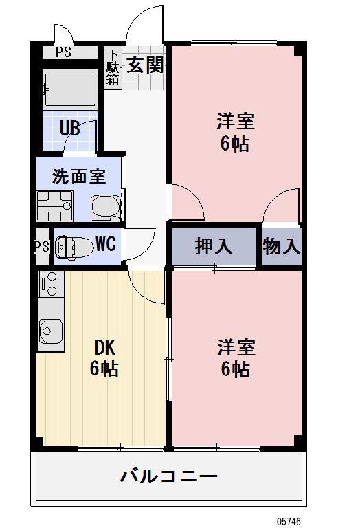 SURPLUS睦(2DK/2階)の間取り写真
