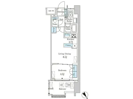 レガシス中目黒(1LDK/3階)の間取り写真