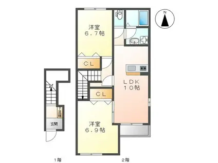 ルミナスガーデンA(2LDK/2階)の間取り写真