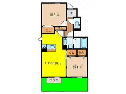 FRAISE COURT(2LDK/1階)の間取り写真