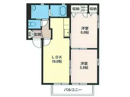 セルサスハイム(2LDK/1階)の間取り写真