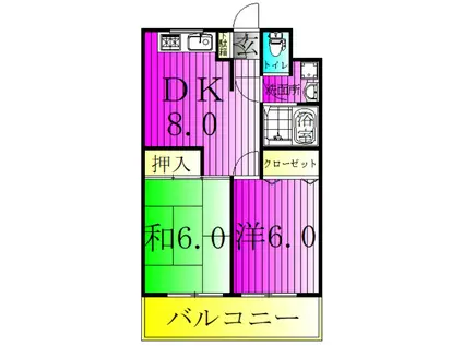 カーザダ・リベイラ(2DK/1階)の間取り写真