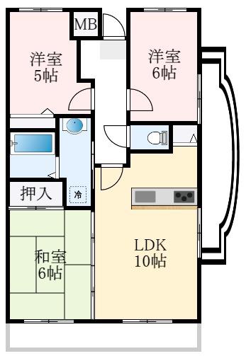 サンコート千代田(3LDK/1階)の間取り写真