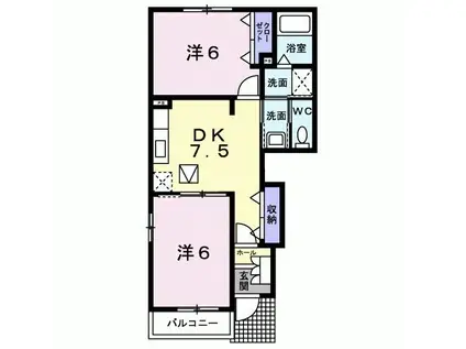 プラシード(2DK/1階)の間取り写真