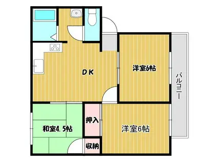 パナハイツアーバン(3DK/2階)の間取り写真