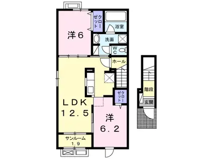 エムティハウスIII(2LDK/2階)の間取り写真