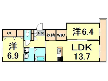 MAST COURT丸橋 B棟(2LDK/3階)の間取り写真