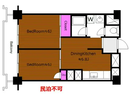 管理良好 2路線 ソフトタウン代々木 UT(2DK/3階)の間取り写真