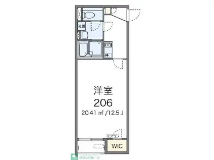 クレイノレインボー上竹 II(1K/2階)の間取り写真