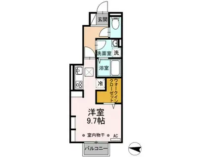 ピュアポエム(ワンルーム/1階)の間取り写真