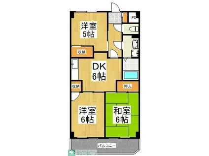 パラシオン 五月女(3DK/3階)の間取り写真
