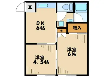 ハイツユキ(2DK/1階)の間取り写真
