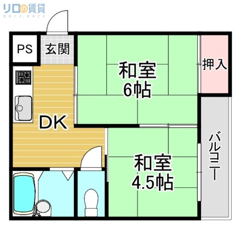 ガルボ淡路(2K/2階)の間取り写真
