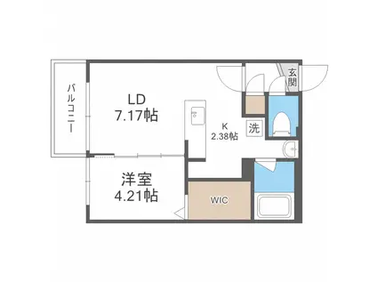 エフェクト南11条 A棟(1LDK/2階)の間取り写真