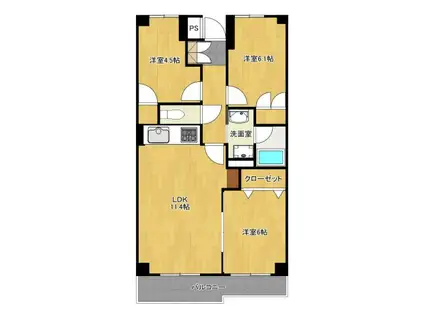 NS相模大野マンション(3LDK/1階)の間取り写真