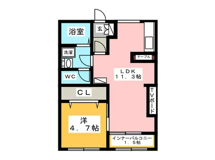 メゾン・ド・ヴェール 太田町(1LDK/1階)の間取り写真