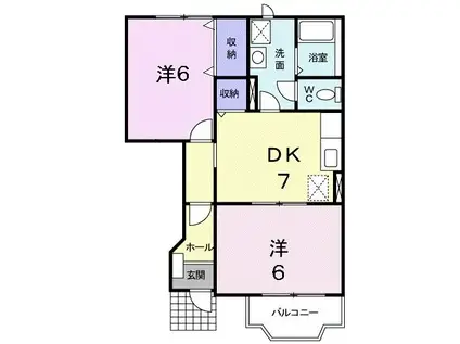 エクセシオールB(2DK/1階)の間取り写真