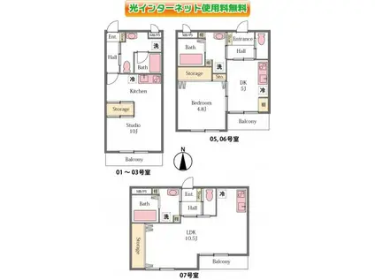 ジャドール(1K/2階)の間取り写真