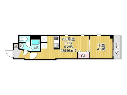 COTE DOR SOGA(1LDK/2階)の間取り写真