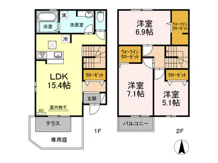クレストみすず(3LDK/1階)の間取り写真